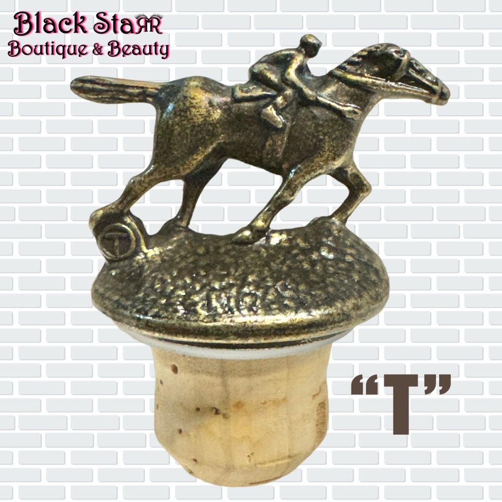 🏇Vintage Horse & Jockey Bronze Cork Bottle Stopper by Blanton’s Whiskey “T” LEFT